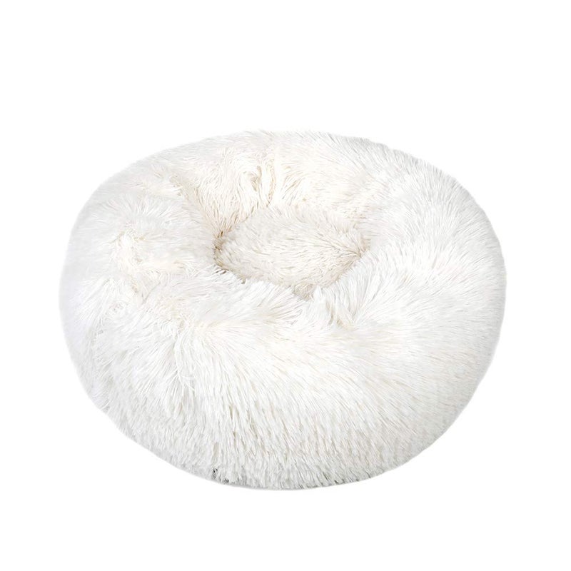 otoez Kitten Puppy Donut Bed - Small Round Dog Cat Beds Anti Anxiety Plush Pet Calming with Non-Slip Waterproof Bottom, Washable (19.7", White) - Image 4